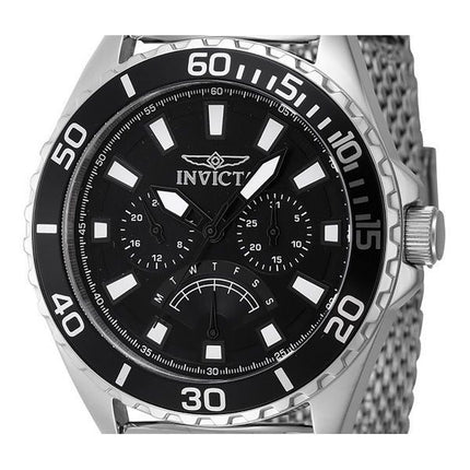 Montre pour homme Invicta Pro Diver rétrograde GMT en acier inoxydable avec cadran noir et quartz 46907