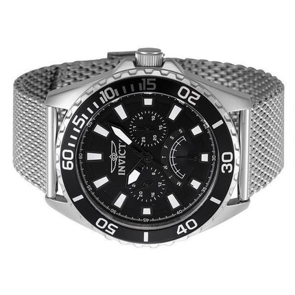 Montre pour homme Invicta Pro Diver rétrograde GMT en acier inoxydable avec cadran noir et quartz 46907