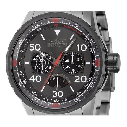 Montre pour homme Invicta Aviator rétrograde GMT en acier inoxydable avec cadran bronze à quartz 46982 100M