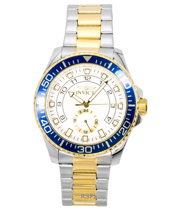 Montre homme Invicta Pro Diver bicolore en acier inoxydable, cadran blanc, mouvement à quartz 47127