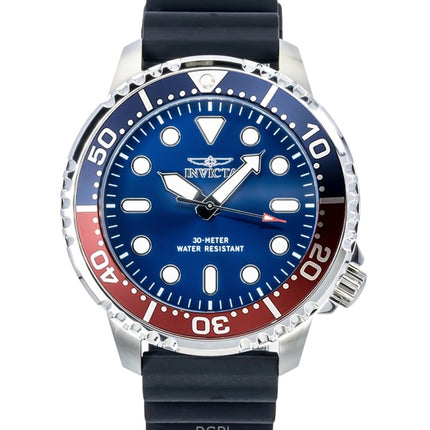 Montre homme Invicta Pro Diver, bracelet en silicone, cadran bleu, lunette Pepsi, mouvement à quartz, référence 47222