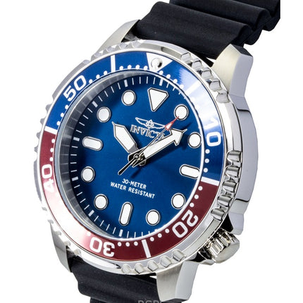 Montre homme Invicta Pro Diver, bracelet en silicone, cadran bleu, lunette Pepsi, mouvement à quartz, référence 47222