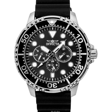 Montre homme Invicta Pro Diver GMT, bracelet en silicone, cadran noir, mouvement à quartz, référence 47234