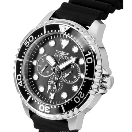 Montre homme Invicta Pro Diver GMT, bracelet en silicone, cadran noir, mouvement à quartz, référence 47234