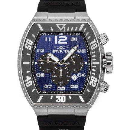 Montre homme Invicta Pro Diver Zager Chronograph GMT, bracelet en silicone, cadran bleu, quartz, 47281, 100 m