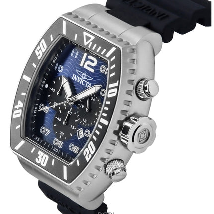 Montre homme Invicta Pro Diver Zager Chronograph GMT, bracelet en silicone, cadran bleu, quartz, 47281, 100 m