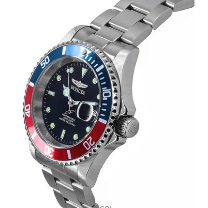 Montre homme Invicta Pro Diver en acier inoxydable, cadran noir, lunette Pepsi, quartz, 47354, 200 m