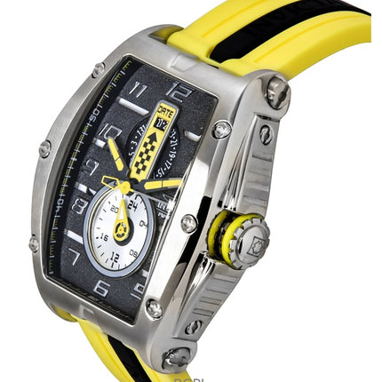 Montre homme Invicta Racing, bracelet en silicone, cadran noir, quartz, 47383, 100 m