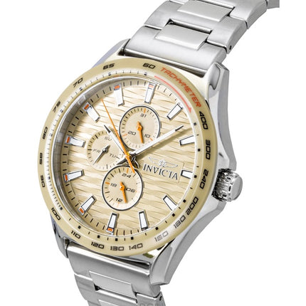 Montre homme Invicta Racing GMT en acier inoxydable, cadran sable, mouvement à quartz, référence 47552
