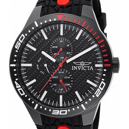 Montre pour homme Invicta Racing GMT avec bracelet en silicone et cadran noir à  quartz 47553