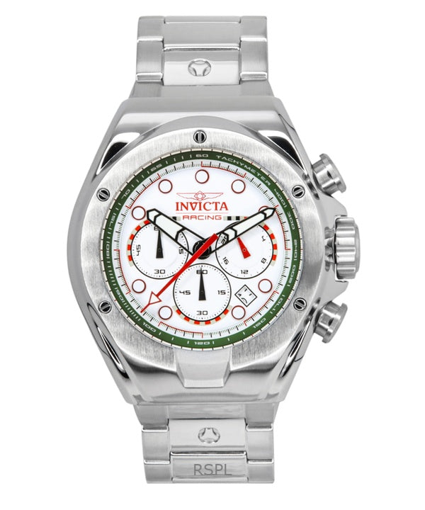 Montre Invicta Racing Chronographe Acier Inoxydable Cadran Blanc Quartz 47746 Homme