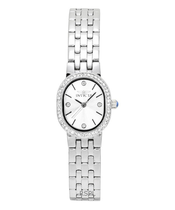 Montre femme Invicta Angel Crystal Accents en acier inoxydable, cadran argenté, mouvement à quartz 48134