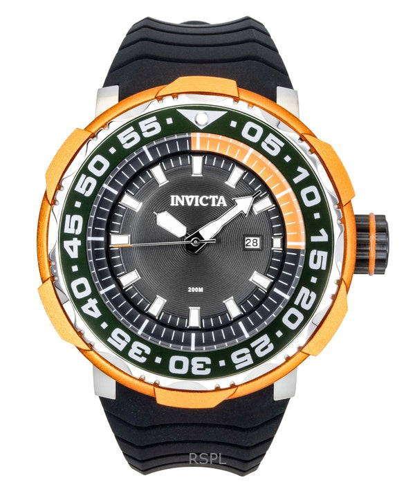 Montre homme Invicta Pro Diver Ocean Voyage, bracelet en silicone, cadran noir, quartz, référence 48340, étanche à 200 m