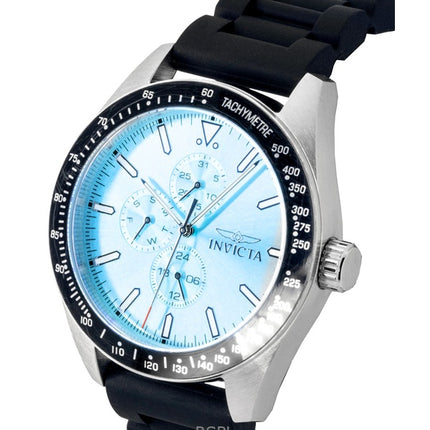 Montre homme Invicta Aviator 48856, bracelet en silicone, cadran bleu clair, mouvement à quartz, étanche à 100 m