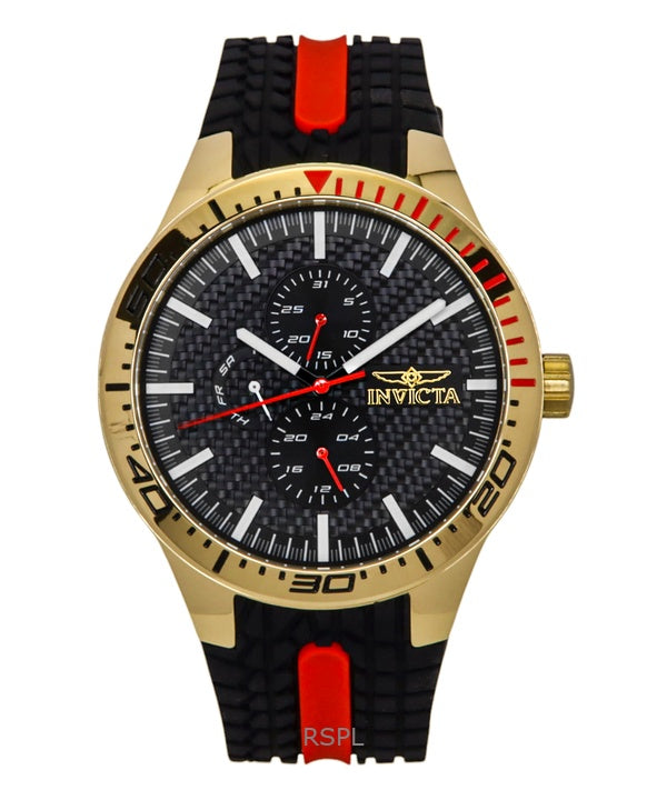 Montre homme Invicta Racing, bracelet en silicone, cadran noir, quartz, 48872