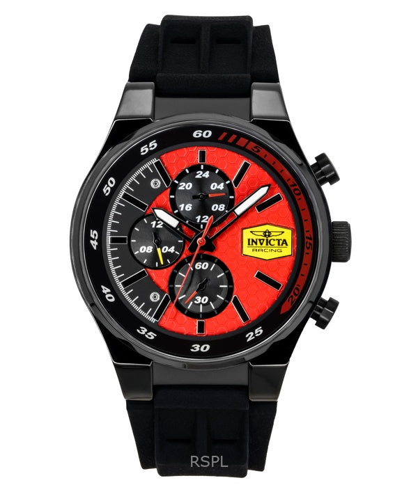 Montre homme Invicta Racing Chronograph, bracelet en silicone, cadran rouge, quartz, 48877