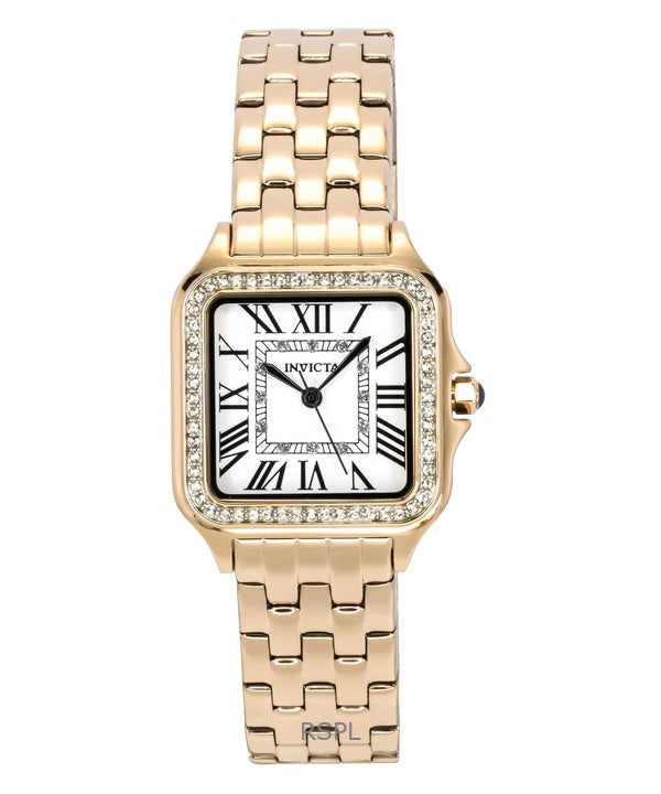 Montre Invicta Angel pour femme, acier inoxydable, cadran argenté, quartz, couleur or rose, 48997