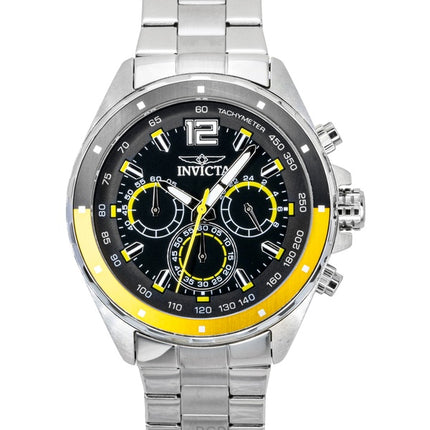 Montre homme Invicta Speedway Chronograph GMT en acier inoxydable, cadran noir, mouvement à quartz 49365