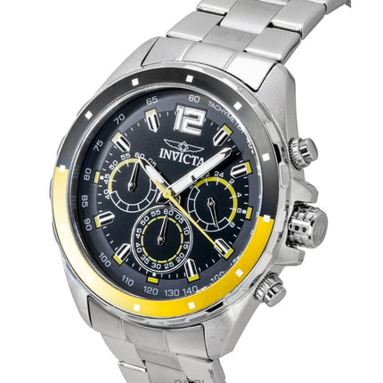 Montre homme Invicta Speedway Chronograph GMT en acier inoxydable, cadran noir, mouvement à quartz 49365
