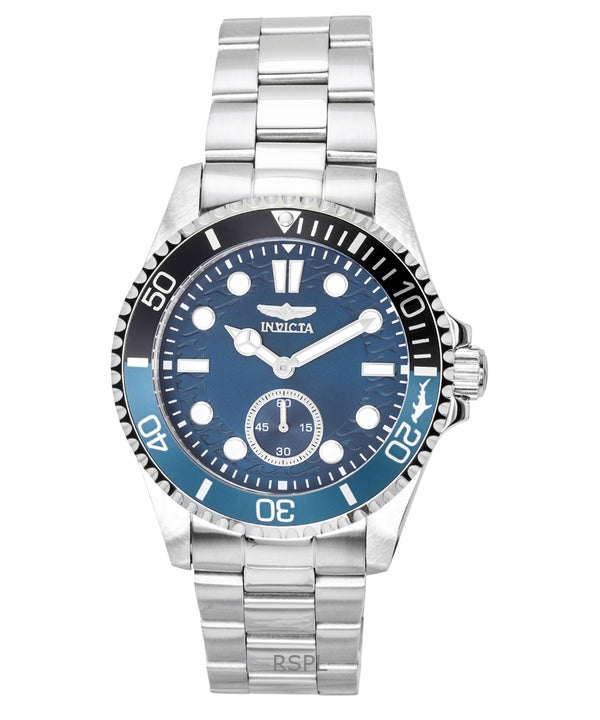 Montre homme Invicta Pro Diver en acier inoxydable, cadran bleu, lunette Batman, mouvement à quartz 49432, étanche à 100 m