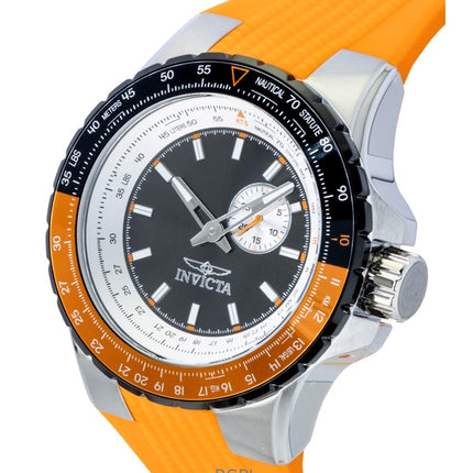 Montre homme Invicta Aviator 49721, bracelet en silicone orange, cadran gris anthracite, mouvement à quartz, étanche à 100 m