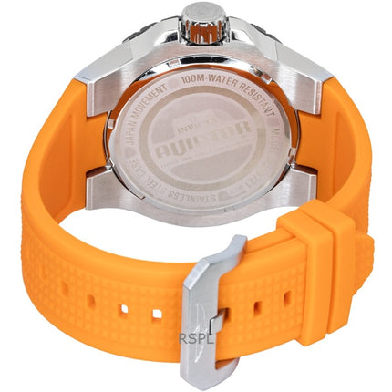 Montre homme Invicta Aviator 49721, bracelet en silicone orange, cadran gris anthracite, mouvement à quartz, étanche à 100 m