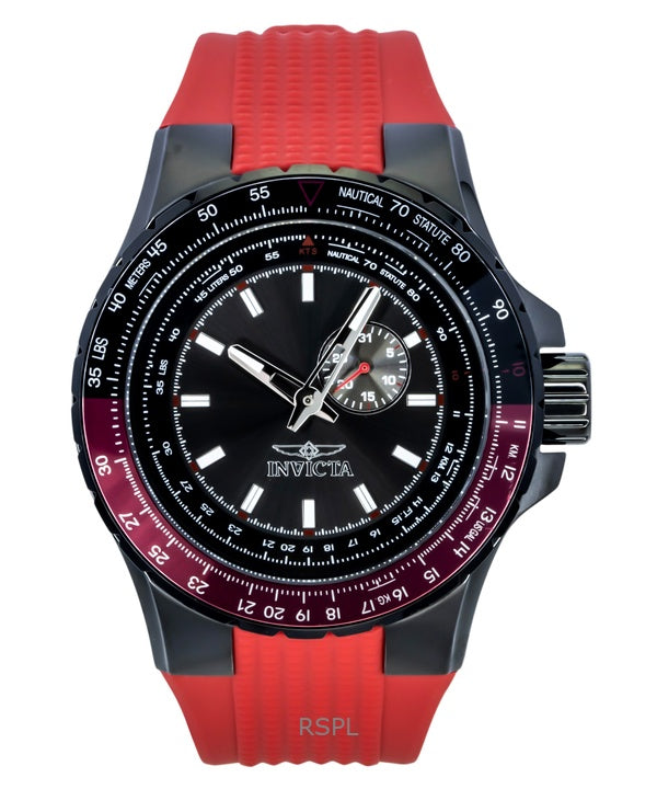 Montre homme Invicta Aviator 49724, bracelet en silicone rouge, cadran gris anthracite, mouvement à quartz, étanche à 100 m