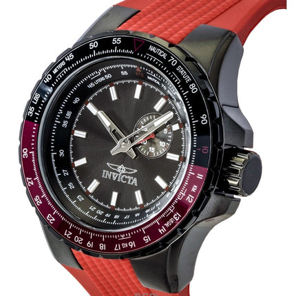 Montre homme Invicta Aviator 49724, bracelet en silicone rouge, cadran gris anthracite, mouvement à quartz, étanche à 100 m