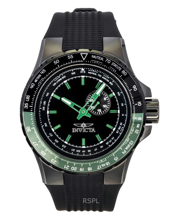 Montre homme Invicta Aviator 49731, bracelet en silicone noir, cadran noir, mouvement à quartz, étanche à 100 m