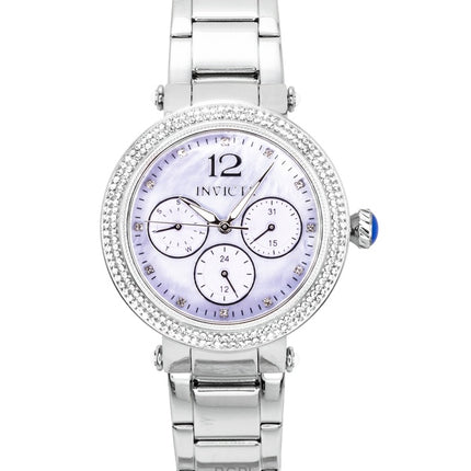 Montre femme Invicta Bolt 49814, acier inoxydable, cristal, cadran violet clair, quartz, étanche à 100 m