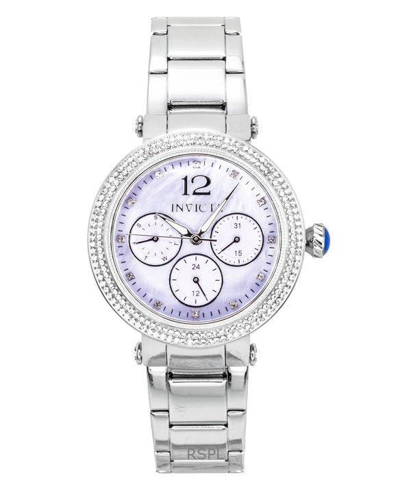 Montre femme Invicta Bolt 49814, acier inoxydable, cristal, cadran violet clair, quartz, étanche à 100 m