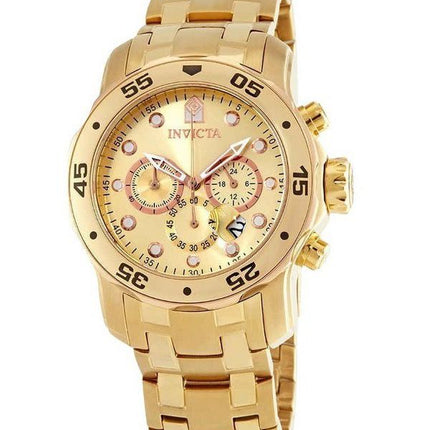 Montre pour homme Invicta Pro Diver Scuba chronographe en acier inoxydable avec cadran doré Ã  quartz 80071 200M