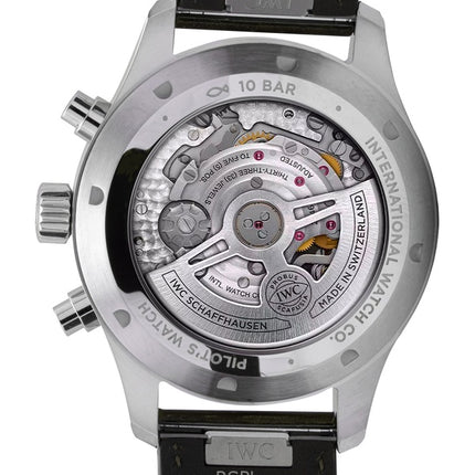 Montre homme IWC Pilots chronographe automatique avec bracelet en cuir et cadran vert IW378005 100M