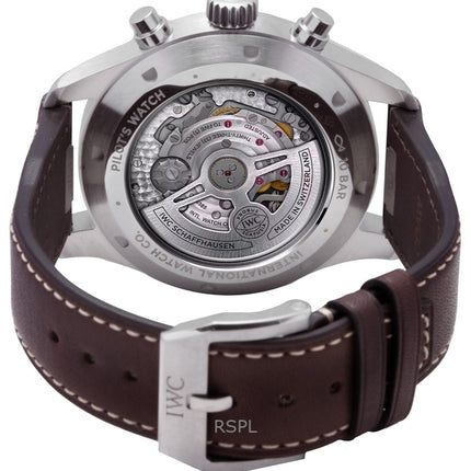 Montre homme IWC Pilots chronographe automatique avec bracelet en cuir et cadran vert IW378005 100M