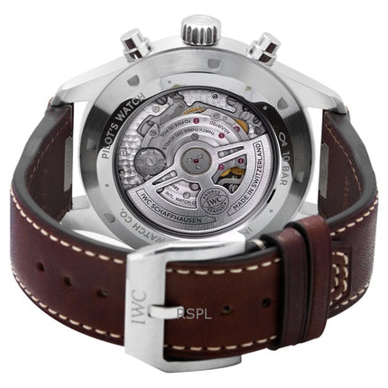 Montre homme IWC Pilots chronographe automatique avec bracelet en cuir et cadran vert IW378005 100M