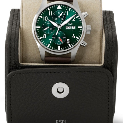 Montre homme IWC Pilots chronographe automatique avec bracelet en cuir et cadran vert IW378005 100M