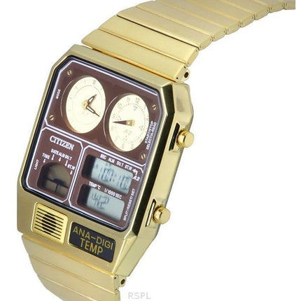 Citizen Reproduction modèle analogique chronographe numérique ton or acier inoxydable cadran marron Quartz JG2103-72X montre pou