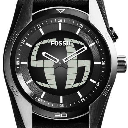Coachman fossiles analogique-numérique cadran noir JR1472 montre homme