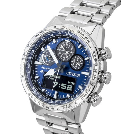 Montre homme Citizen Promaster Chronographe en acier inoxydable, cadran bleu, solaire, étanche à 200 m (JV2000-51L).