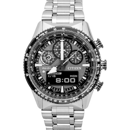 Montre homme Citizen Promaster Skyhawk Eco-Drive Chronographe en acier inoxydable, cadran gris, étanche à 200 m (JV2006-55H).