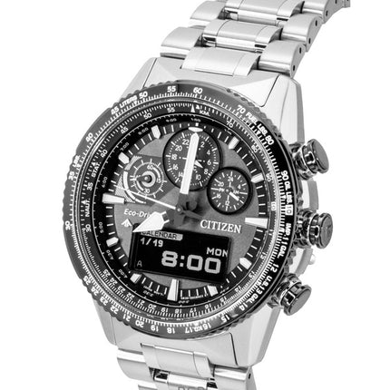 Montre homme Citizen Promaster Skyhawk Eco-Drive Chronographe en acier inoxydable, cadran gris, étanche à 200 m (JV2006-55H).