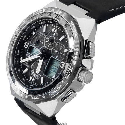 Montre de plongée Citizen Promaster Skyhawk AT pour homme, bracelet en cuir, cadran noir, Eco-Drive JY8149-05E, 200 m