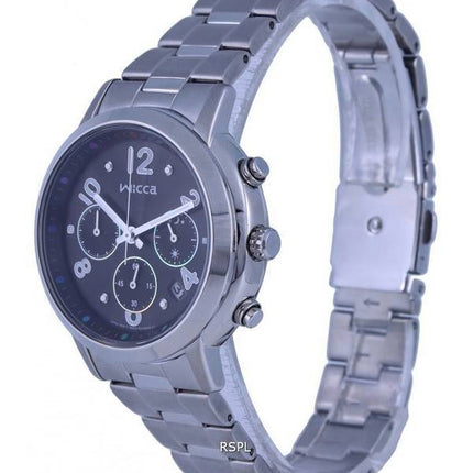 Montre pour femme Citizen Wicca chronographe en acier inoxydable cadran noir solaire KF5-012-53.G