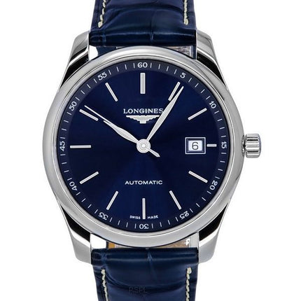 Montre Longines Master Collection avec bracelet en cuir et cadran bleu soleil automatique L2.793.4.92.0 pour homme