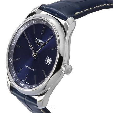 Montre Longines Master Collection avec bracelet en cuir et cadran bleu soleil automatique L2.793.4.92.0 pour homme
