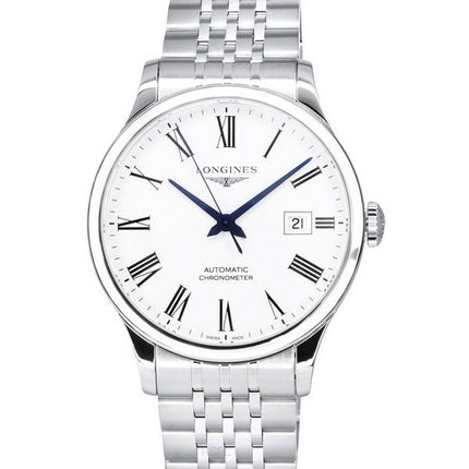 Montre Longines Record Chronometer en acier inoxydable avec cadran blanc automatique L2.821.4.11.6 pour homme