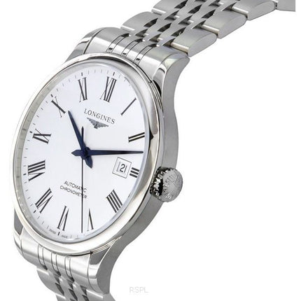Montre Longines Record Chronometer en acier inoxydable avec cadran blanc automatique L2.821.4.11.6 pour homme