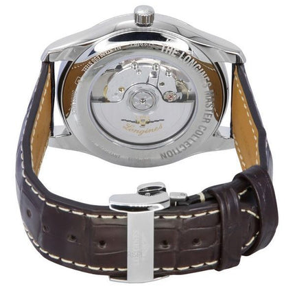 Montre Longines Master Collection Moon Phase bracelet en cuir cadran argenté automatique L2.919.4.78.3 pour homme