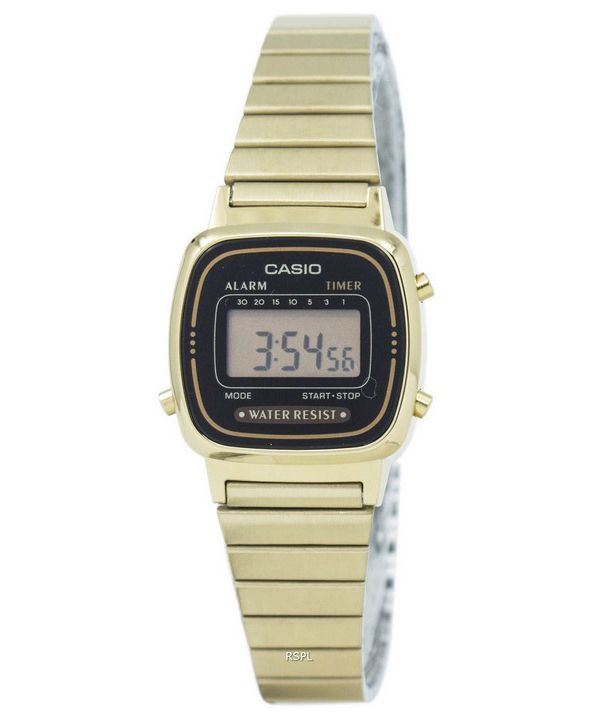 Montre Casio Digital inox alarme minuteur LA670WGA-1DF LA670WGA-1 féminin