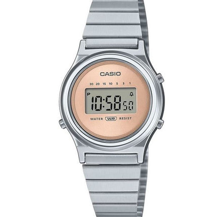 Montre Casio Vintage Digital en acier inoxydable avec cadran en or rose et quartz LA700WE-4A pour femme